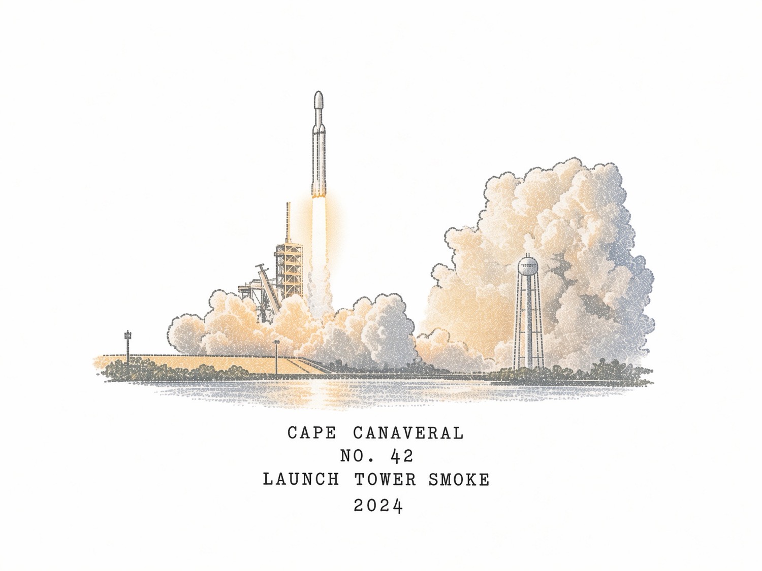 Illustration of a rocket launching at Cape Canaveral