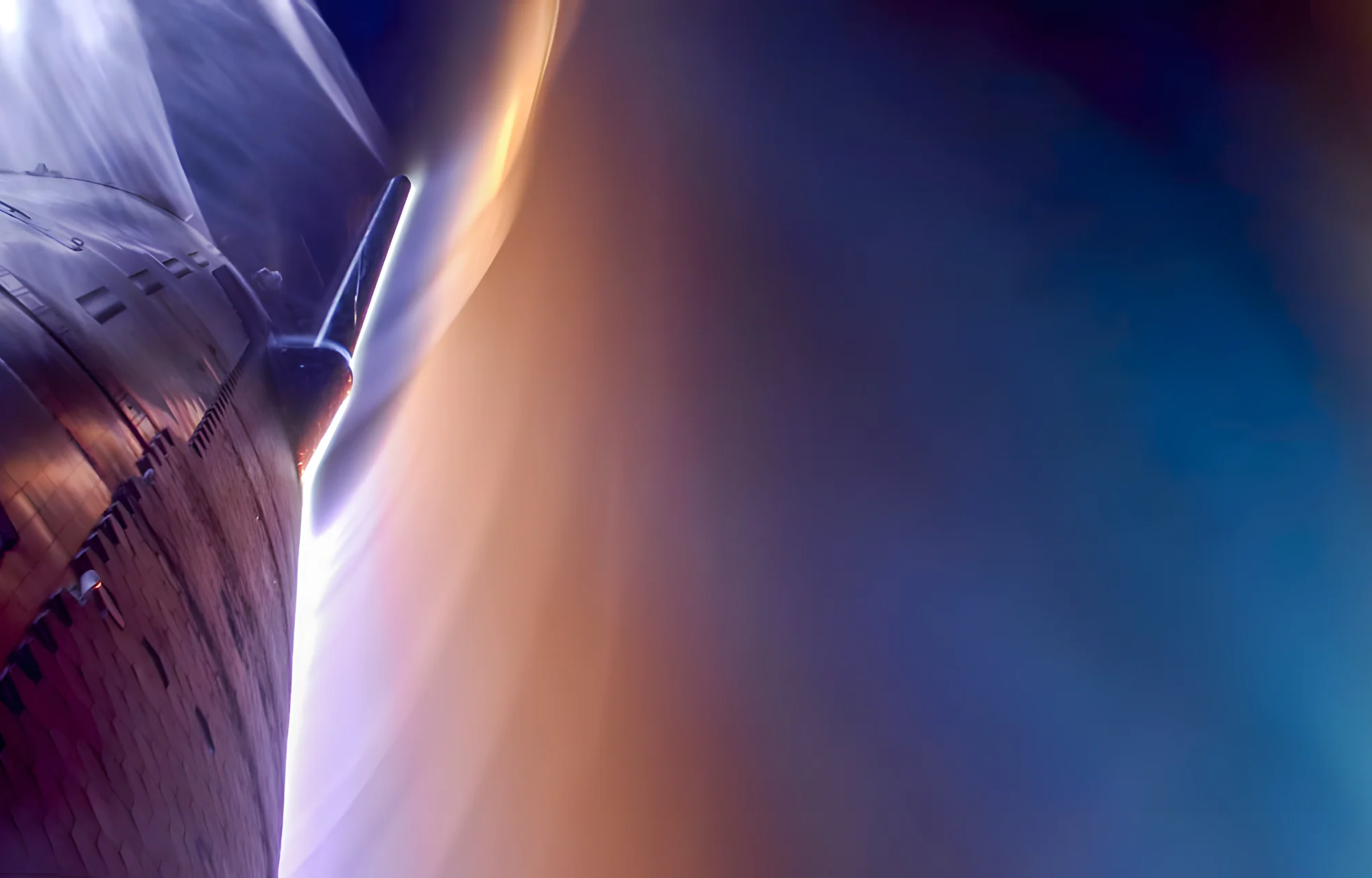 A spacecraft reentering Earth's atmosphere wreathed in plasma