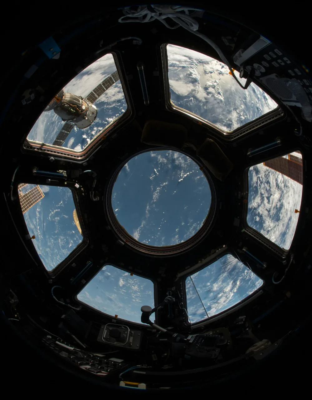 View of Earth from the cupola window of the International Space Station